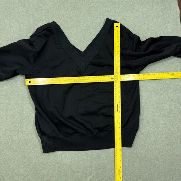 Nike Women's Phoenix V-Neck Sweater SMALL Relaxed Black Streetwear Swoosh - Picture 4 of 5